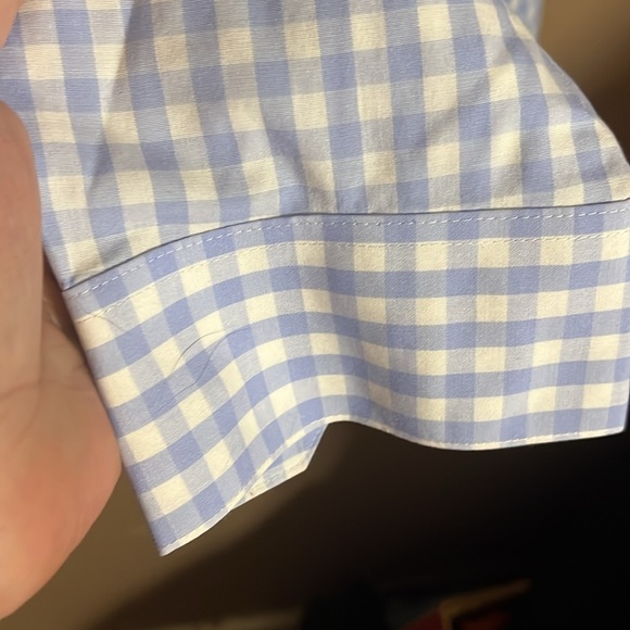 Sung long sleeve blue checkered dress shirt. L4 - Picture 4 of 5